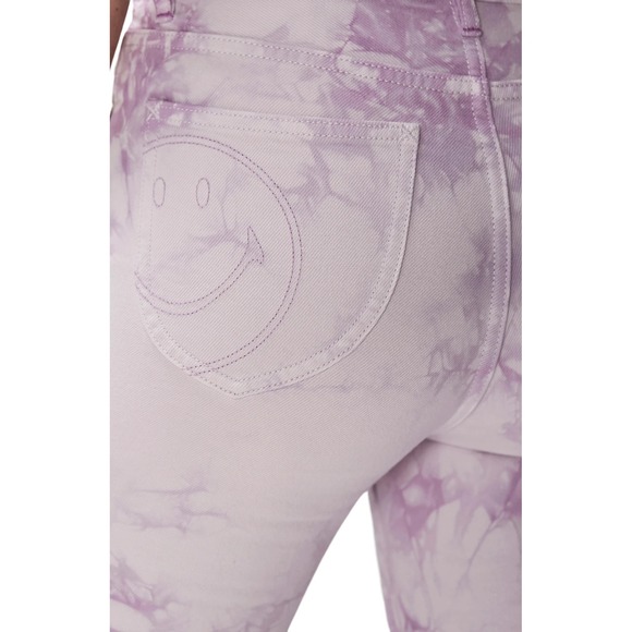Lee Purple Tie Dye High Waist Crop Boot Cut Jeans 27 x 30 Raw Edge at Ankle - Picture 7 of 17